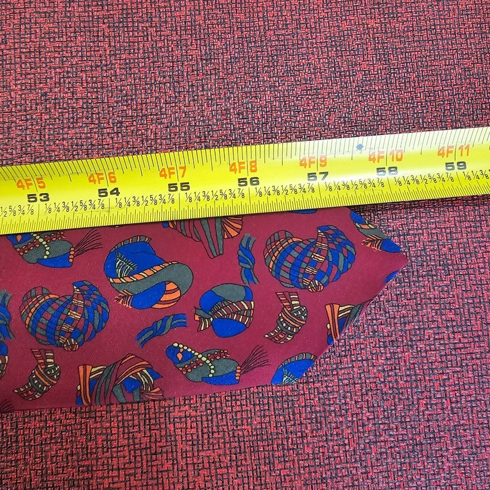 Vintage 90s Christian Dior Monsieur Silk Tie‎ Red Italian Novelty Pattern Luxury